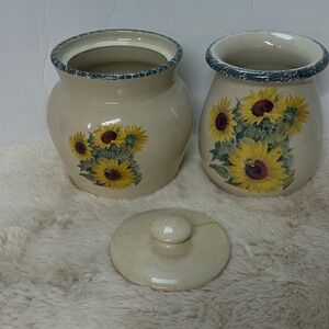 Casey Pottery Hand Made Sunflowers Ceramic Canister Jar with Lid Marshall Texas